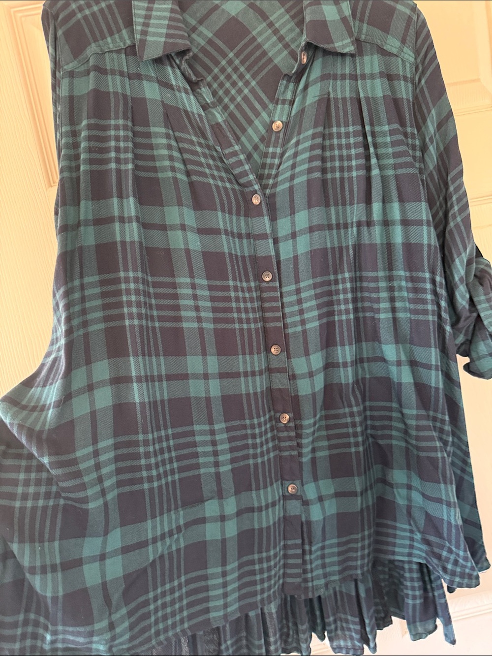 T2love Teal & Navy Plaid Shirt